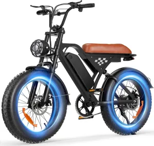 𝟱𝟱 𝗠𝗶𝗹𝗲𝘀 Electric Bike for Adults 1000W 20" Commuting Fat Tire Full Suspension Electric Dirt Bike 374.4Wh Battery 20mph Long Seat Ebike Mountains Off Road UL2849