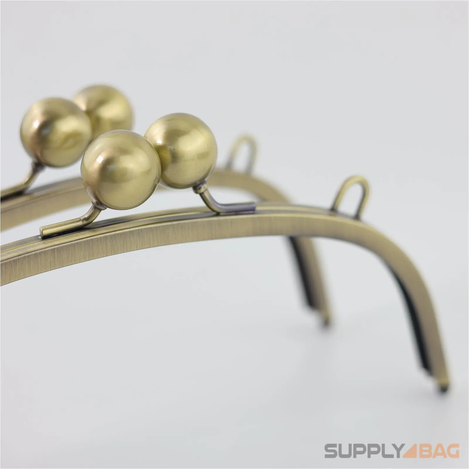10 1/4 x 4 inch - Huge Ball Clasp - Antique Brass Arch Shape Metal Purse Frame with Chain Rings