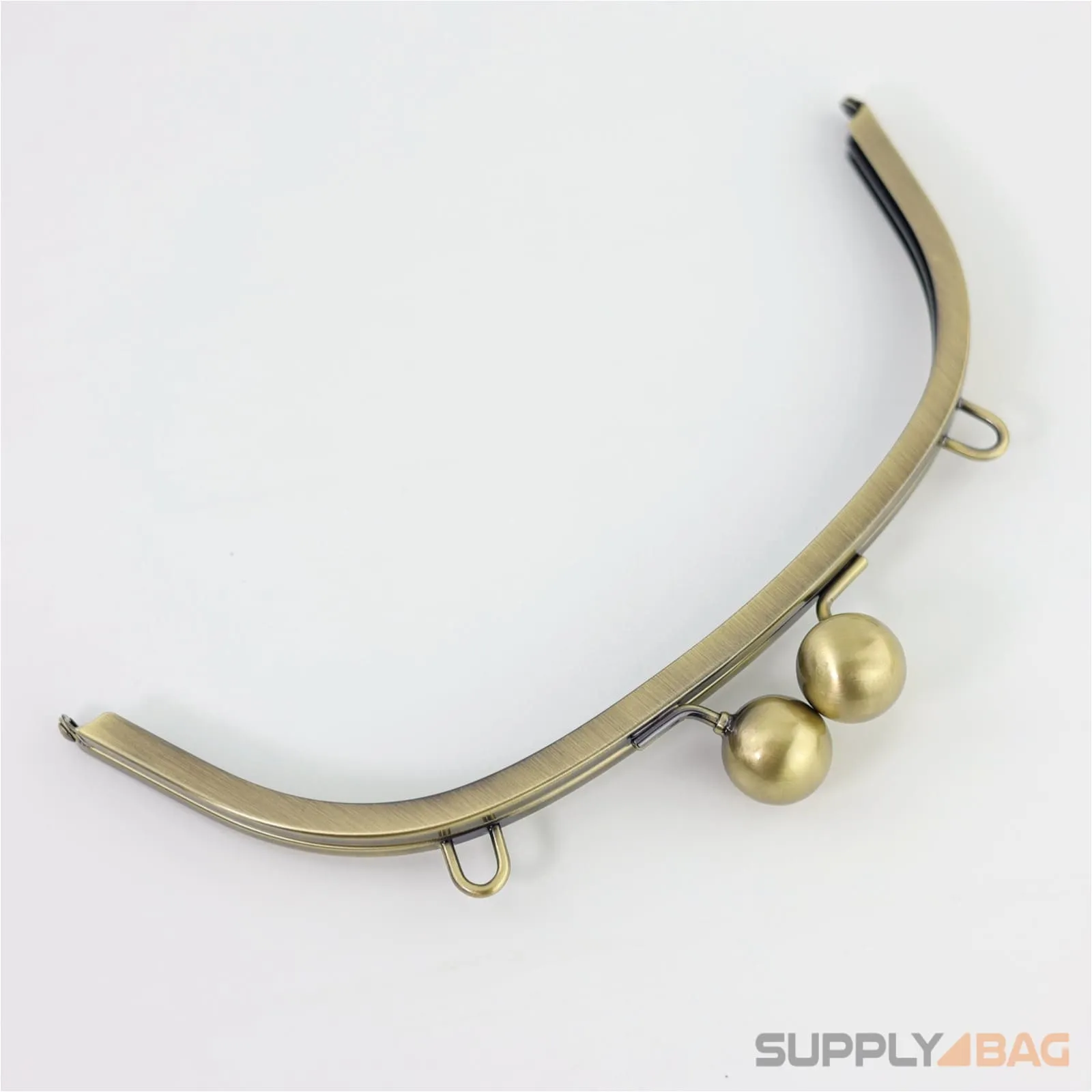 10 1/4 x 4 inch - Huge Ball Clasp - Antique Brass Arch Shape Metal Purse Frame with Chain Rings