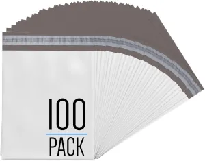 100 Pack Polymailer, 65 Mic (2.56 Mil), 12x15.5, White, Thick Durable, Waterproof Self-Sealing Shipping Bags and Envelopes, Made in Korea