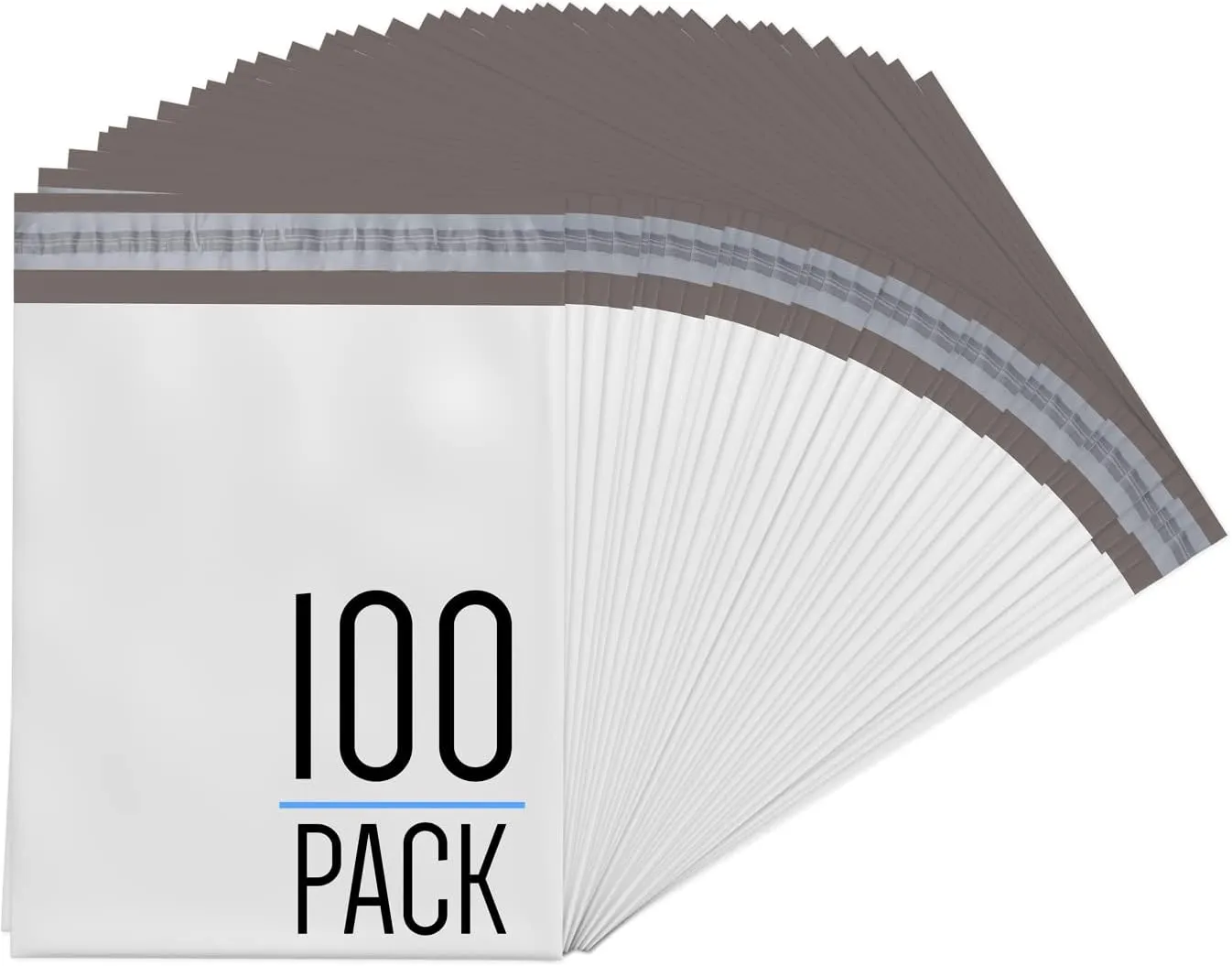 100 Pack Polymailer, 65 Mic (2.56 Mil), 12x15.5, White, Thick Durable, Waterproof Self-Sealing Shipping Bags and Envelopes, Made in Korea