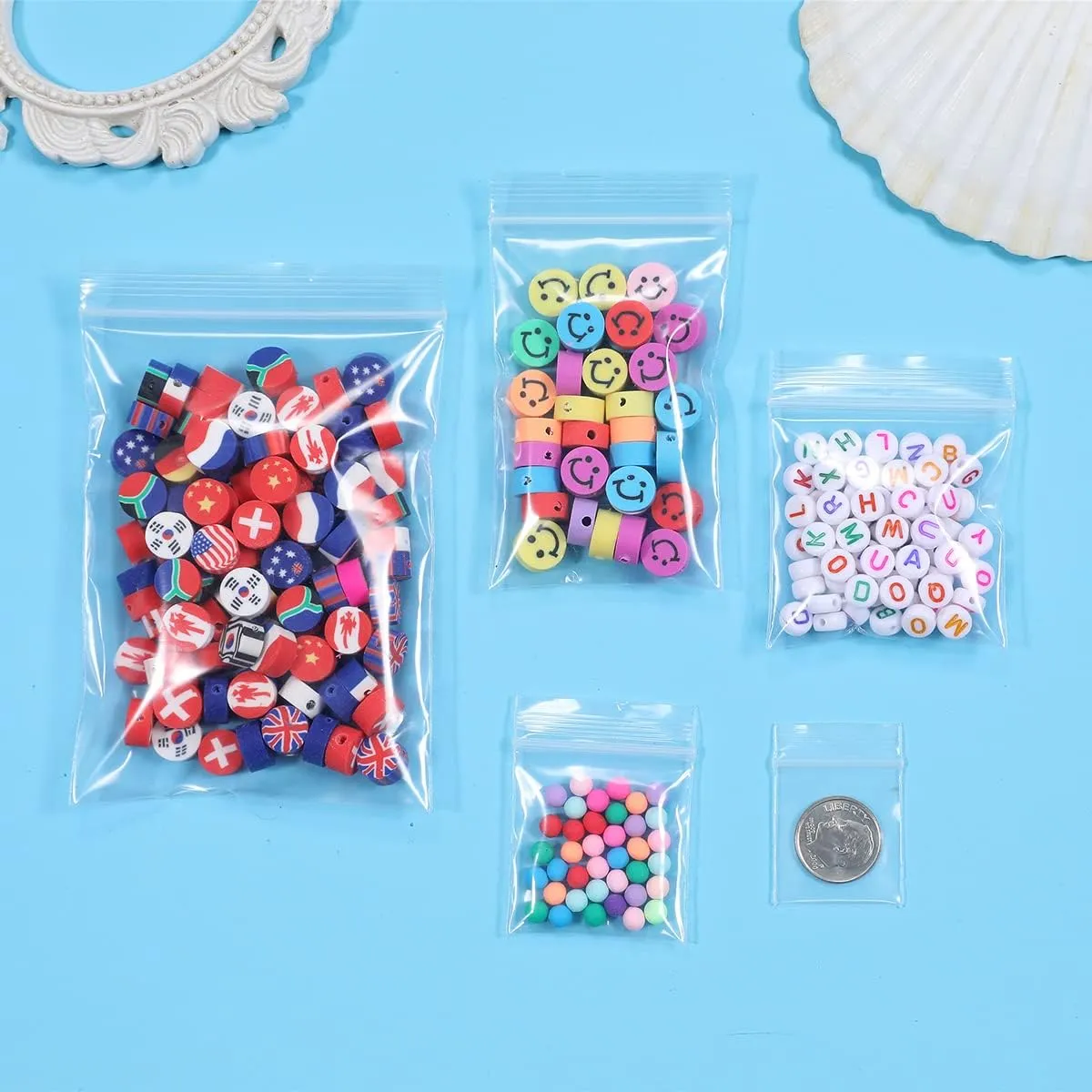 100 PCS 5" x 7" Thick 2.4 Mil Clear Zip Poly Bags Plastic Reclosable Zip Seal Lock Bags Photo Cards Snacks Seeds Zipper Bag