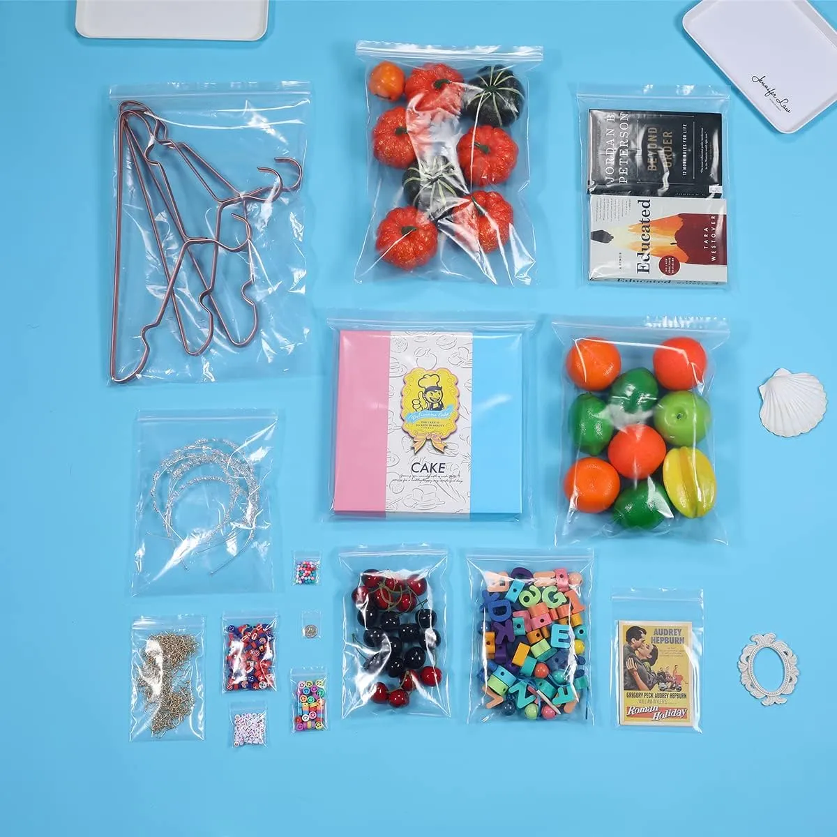 100 PCS 5" x 7" Thick 2.4 Mil Clear Zip Poly Bags Plastic Reclosable Zip Seal Lock Bags Photo Cards Snacks Seeds Zipper Bag