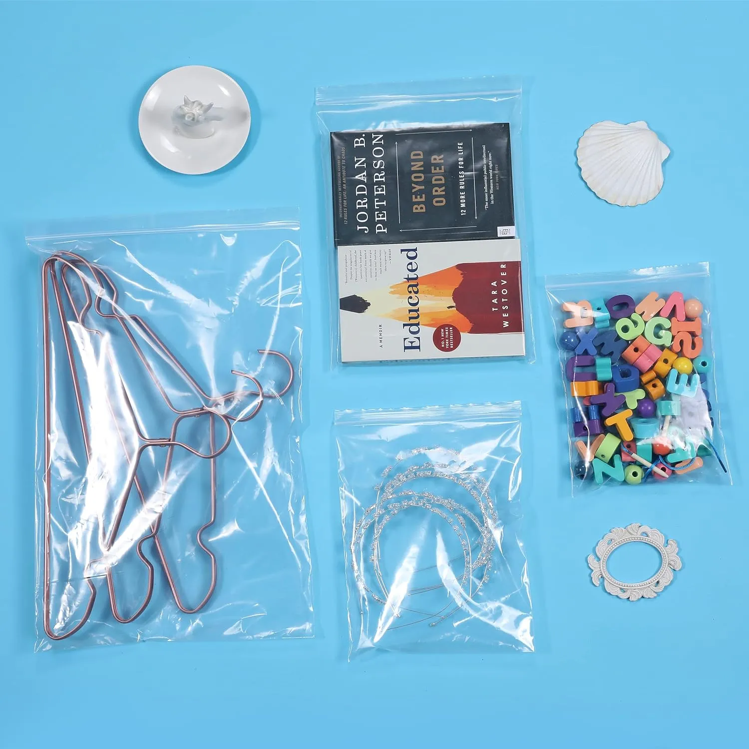 100 PCS 5" x 7" Thick 2.4 Mil Clear Zip Poly Bags Plastic Reclosable Zip Seal Lock Bags Photo Cards Snacks Seeds Zipper Bag
