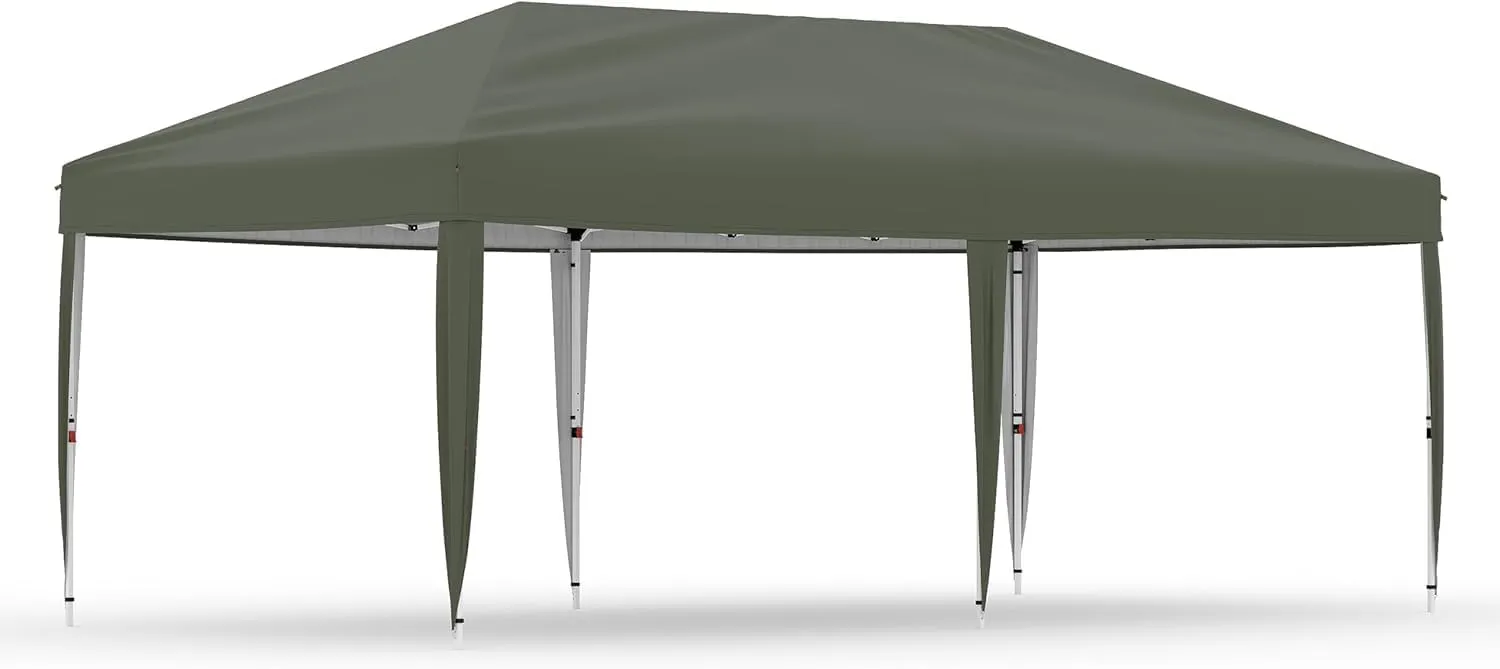 10x20 Ft Heavy-Duty Commercial Pop-Up Canopy Tent – One-Person Instant Setup, No Removable Sidewalls for Outdoor Markets, Sports & Events,Grey