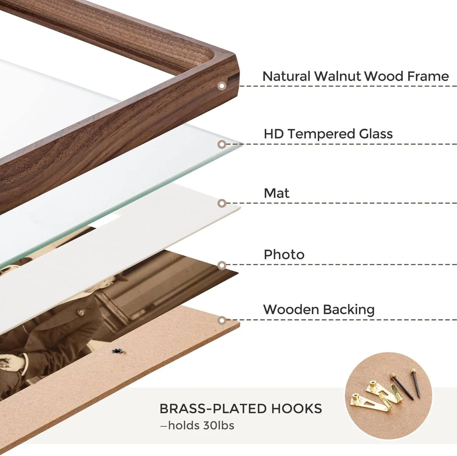 11x14 Picture Frames Natural Walnut,Original Wood Hand Make Crafted Diploma Frame with Mat to 8x10 Graduation Picture Display,Family Picture,Wedding Picture,Photo,Certificate Wall Mounted