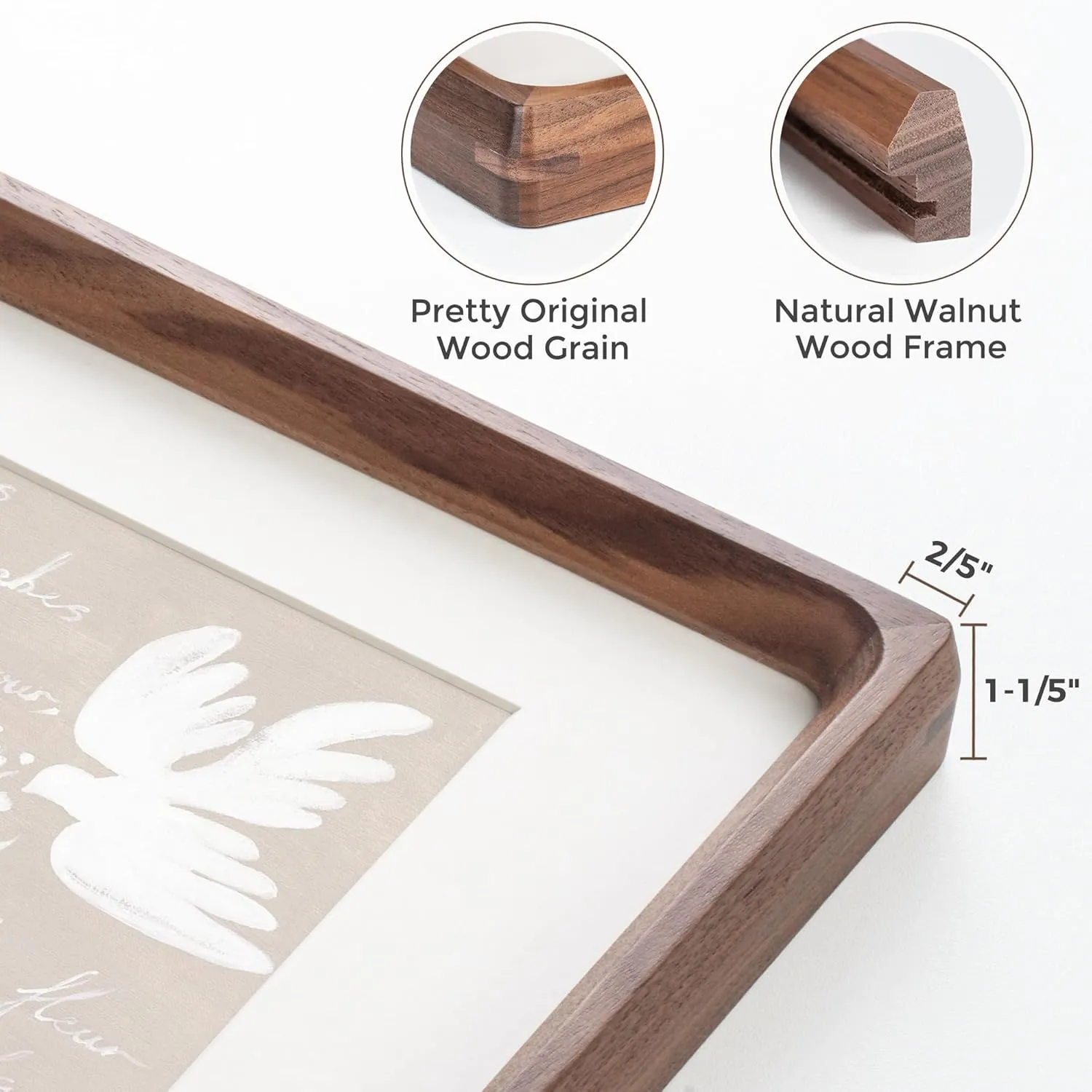 11x14 Picture Frames Natural Walnut,Original Wood Hand Make Crafted Diploma Frame with Mat to 8x10 Graduation Picture Display,Family Picture,Wedding Picture,Photo,Certificate Wall Mounted