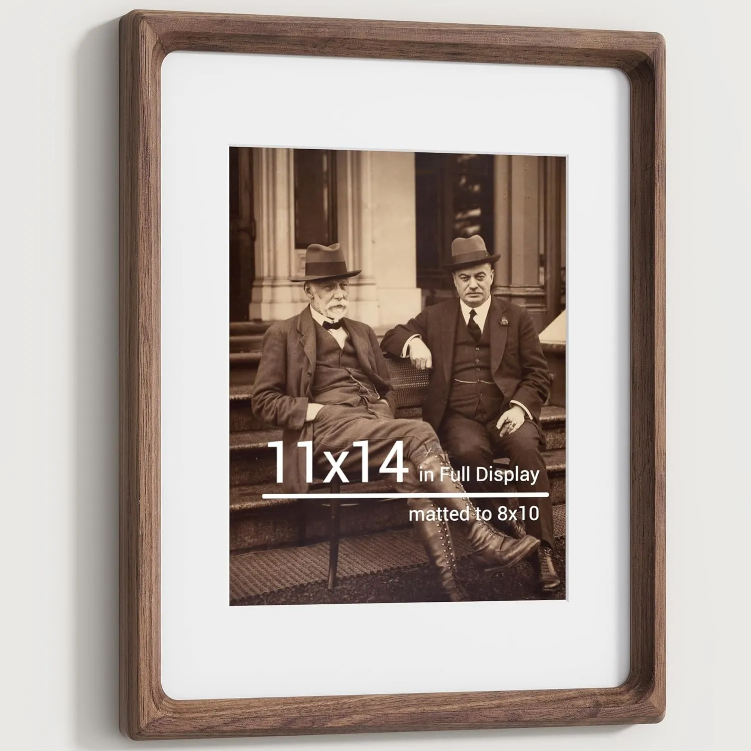 11x14 Picture Frames Natural Walnut,Original Wood Hand Make Crafted Diploma Frame with Mat to 8x10 Graduation Picture Display,Family Picture,Wedding Picture,Photo,Certificate Wall Mounted
