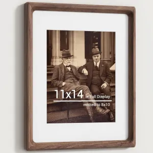 11x14 Picture Frames Natural Walnut,Original Wood Hand Make Crafted Diploma Frame with Mat to 8x10 Graduation Picture Display,Family Picture,Wedding Picture,Photo,Certificate Wall Mounted