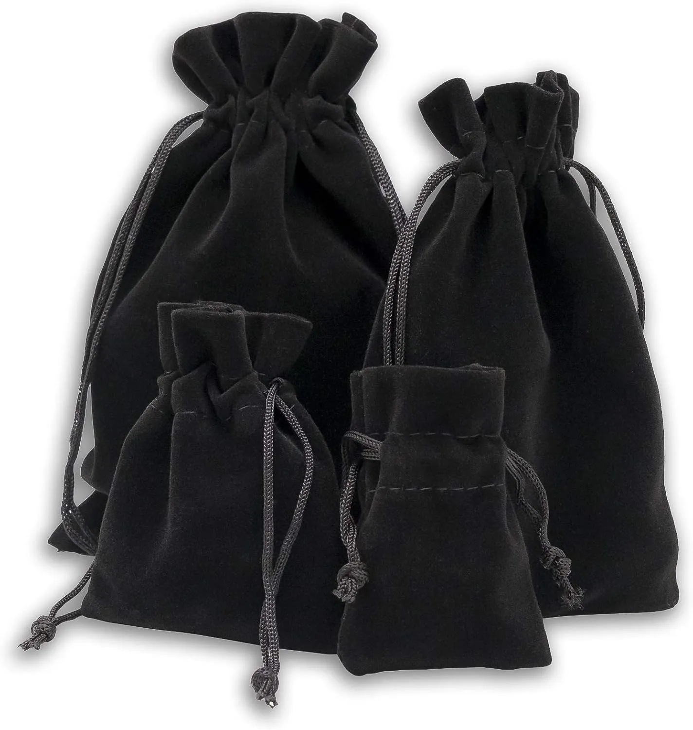 12-Pack 2X-Large Heavyweight Velvet Bags with Cord Drawstring (8x10, Black) for Tarot Dice Jewelry Crystals Pouches by TheDisplayGuys