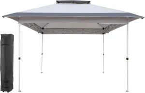 12' x 12' Outdoor Pop-up Canopy,12x12ft Instant Pop Up Canopy Tent,Portable Commercial Gazebo Camping Shelter with All Accessories Included - Wheeled Roller Bag, Sandbags, Stakes, Ropes -Grey