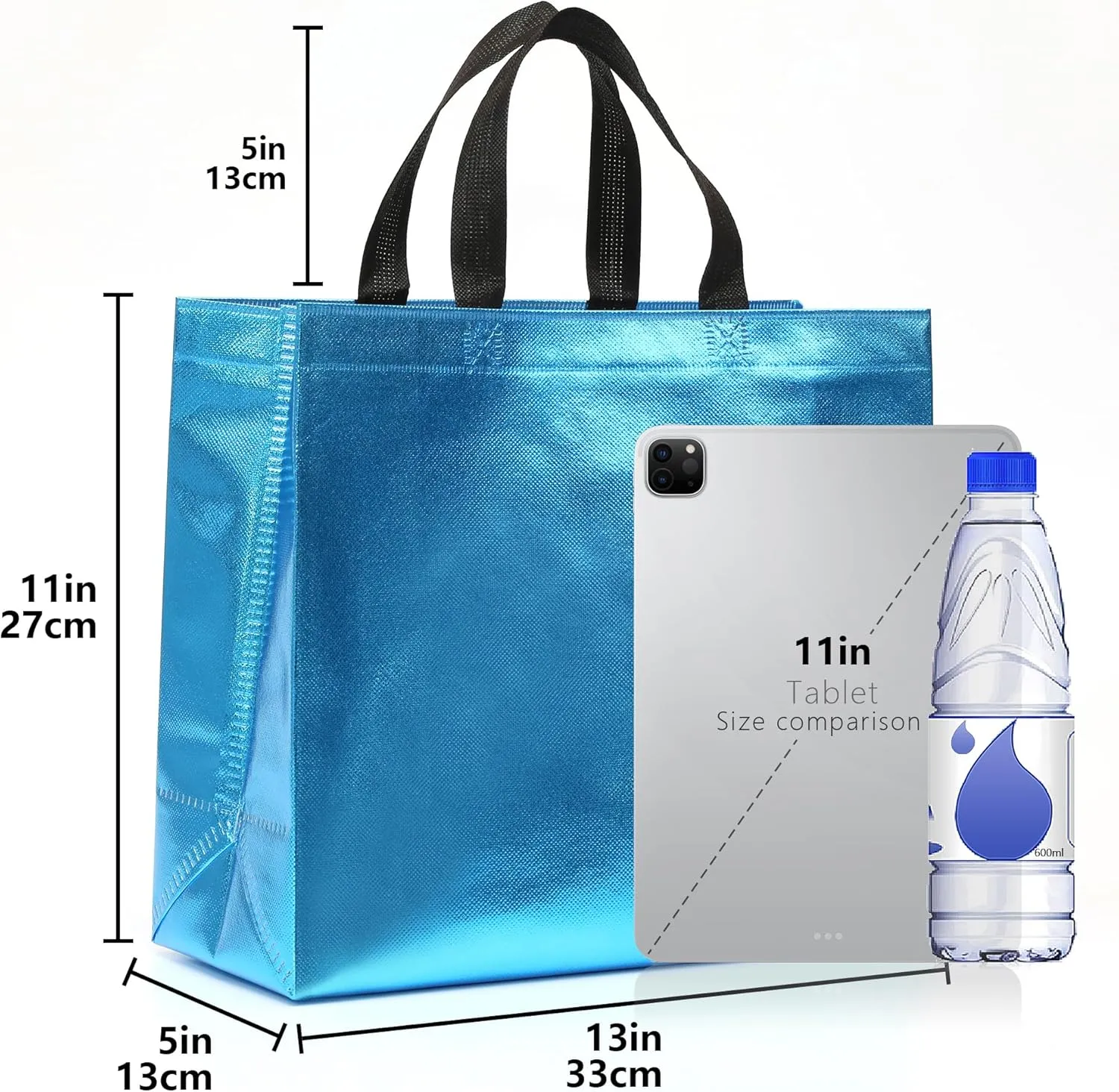 12Pcs Reusable Gift Bags（Includes Tissue Paper） Gift bag with handle Birthdays Parties Holidays Weddings Medium 13x5x11in cyan Bags