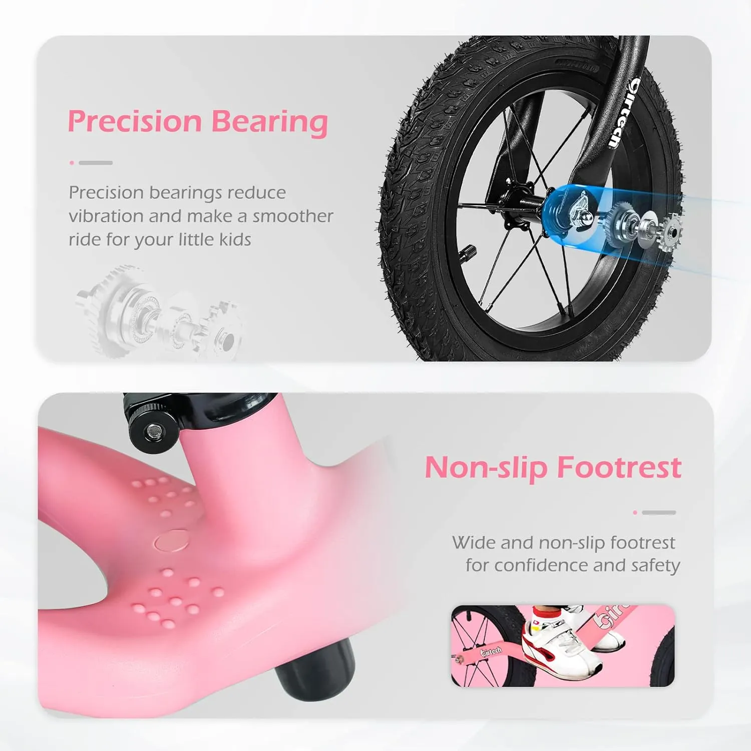 12" Balance Bike for 2, 3, 4, 5 Year Old Boys and Girls, Lightweight Nylon Frame Toddler Training Bike No Pedal Bikes for Kids with Adjustable Seat and Air Tires