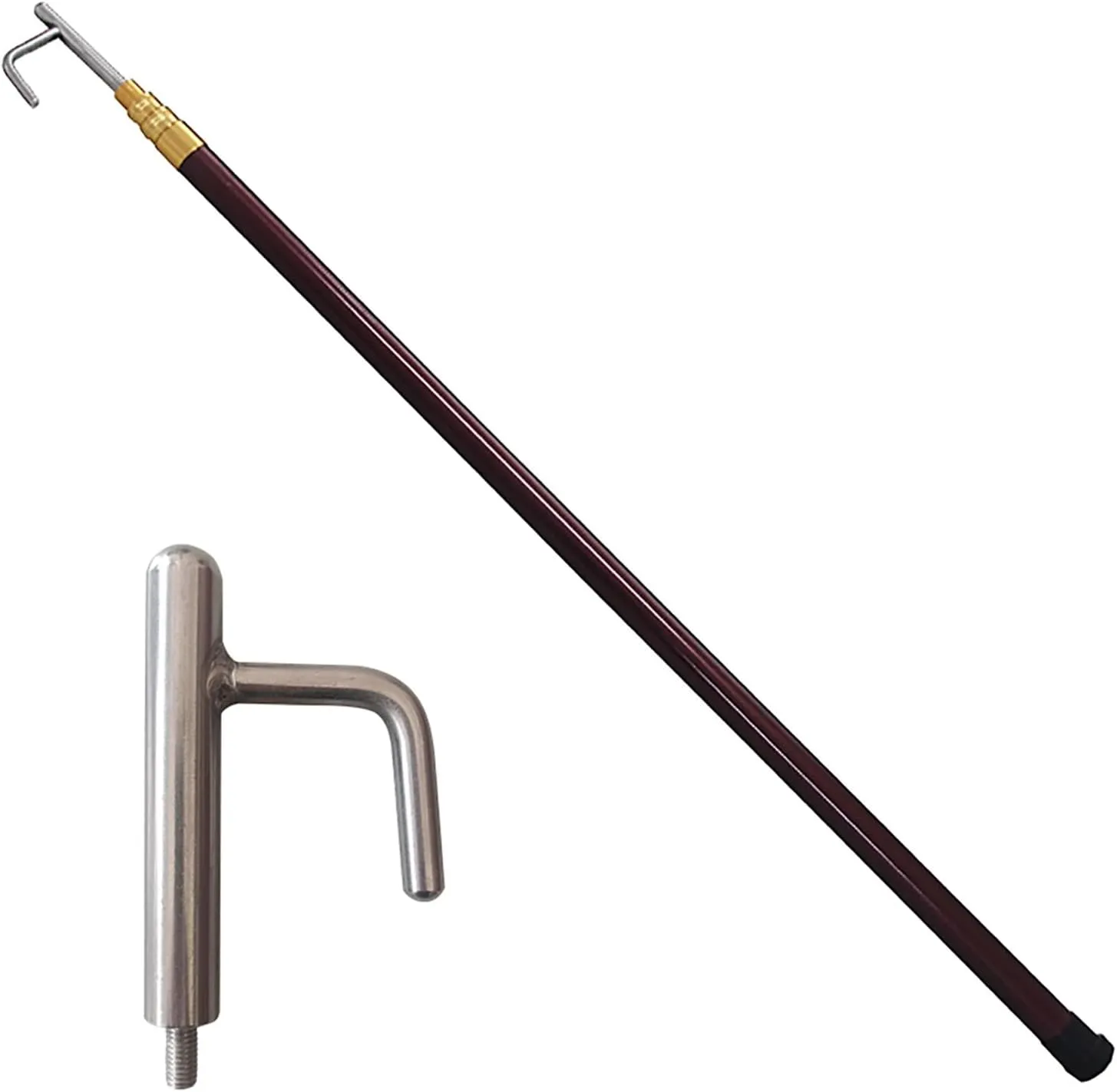 13' 16 Ft 20 Feet Long Telescoping Retrieval Hook Utility, Adjustable Rustproof Safety Boat Push Pole for Docking Rope, Swimming Pool Rescuing Gripping Tool(Brown,5M/16.4FT)