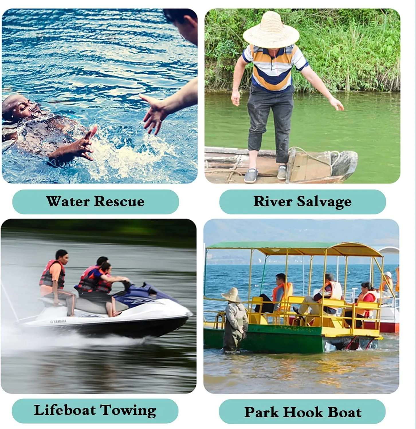 13' 16 Ft 20 Feet Long Telescoping Retrieval Hook Utility, Adjustable Rustproof Safety Boat Push Pole for Docking Rope, Swimming Pool Rescuing Gripping Tool(Brown,5M/16.4FT)