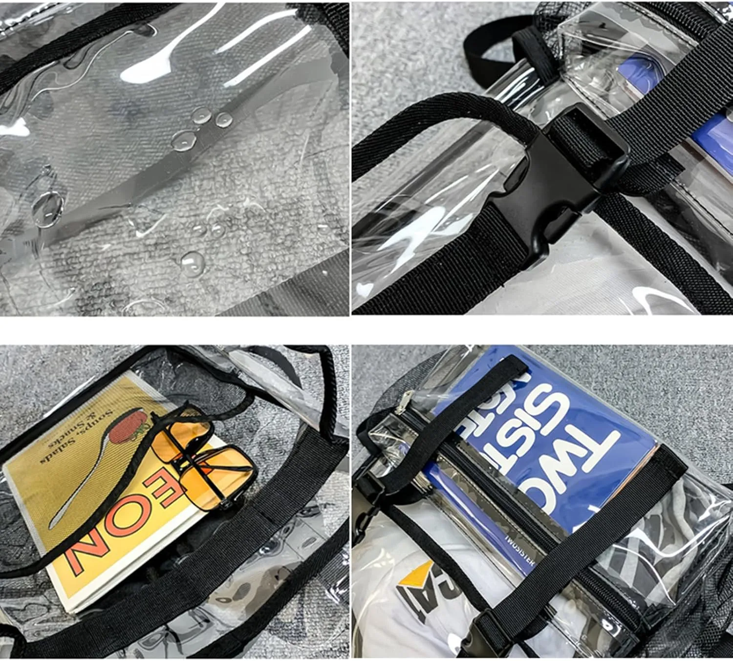 15'' Heavy Duty Clear Backpack,PVC See Through knapsack for Sports, Work, Stadium, Security, Travel, College (Flip pink)