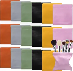 18 Pcs Lambskin Pocket Cosmetic Bag, 5 Inch Waterproof Portable Mini Makeup Cosmetic Bag, No Zipper Self-closing Pouch for Women Cosmetics Jewelry Toiletry Coins