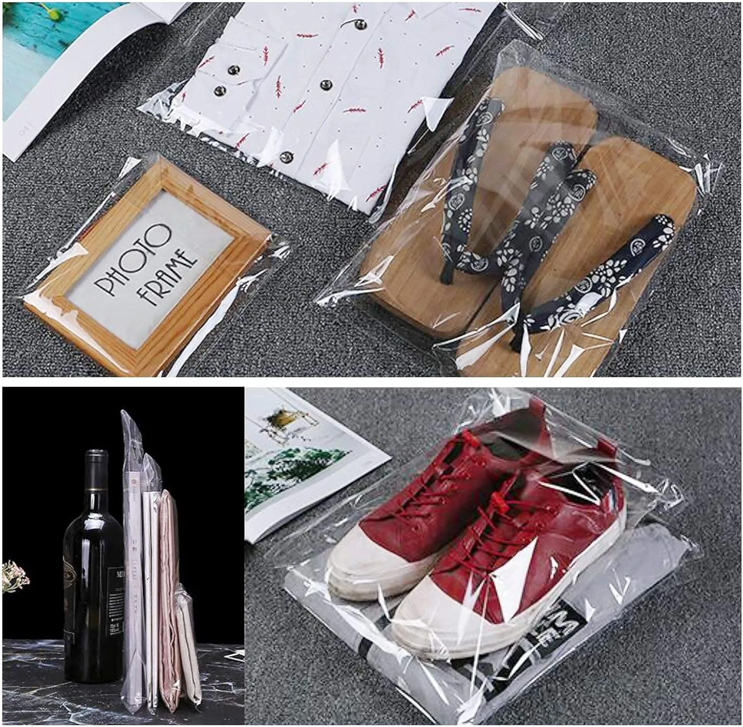 18x24 Clear Cellophane Bags 100pcs Large Self Sealing Cello Bags Self Adhesive Plastic Bag for Packaging Apparel Clothes Toys Gifts Baskets Party Favors School Supplies Artwork