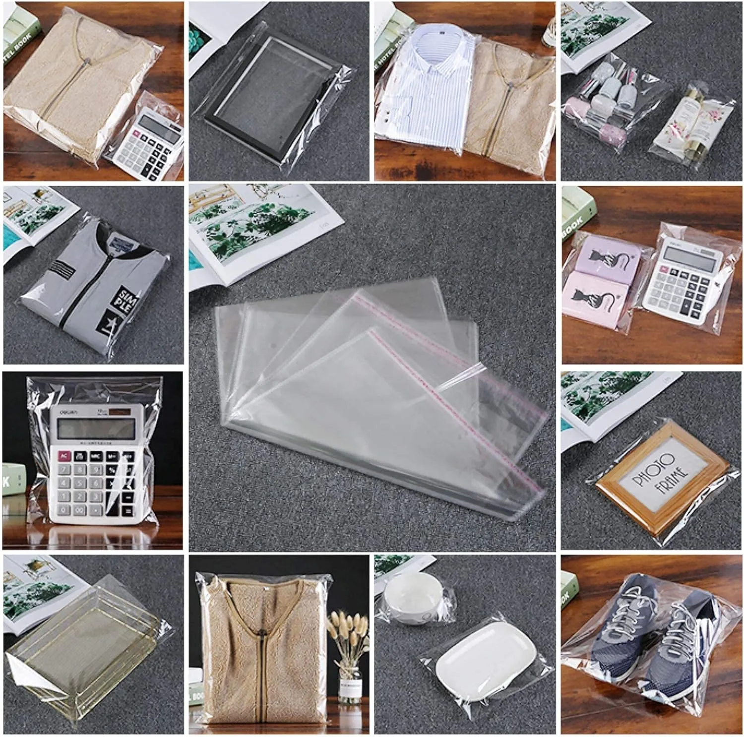 18x24 Clear Cellophane Bags 100pcs Large Self Sealing Cello Bags Self Adhesive Plastic Bag for Packaging Apparel Clothes Toys Gifts Baskets Party Favors School Supplies Artwork