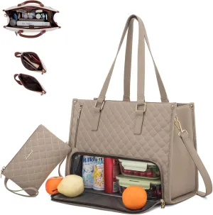 2 In 1 Tote Bag Lunch Bag Combo, Lunch Tote Bags for Women with Lunch Compartment, The Ultimate 2-in-1 Tote Bags (Off white)