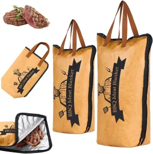 2 Pack BBQ Blanket for Resting Meat,Reusable Reat Insulated Resting Bag for Large Brisket/Pork Shoulders/Turkeys,Wide Mouth Design,Perfect for Grilling&Smoking,Durable&Washable(21in&18in) (2 Pack)