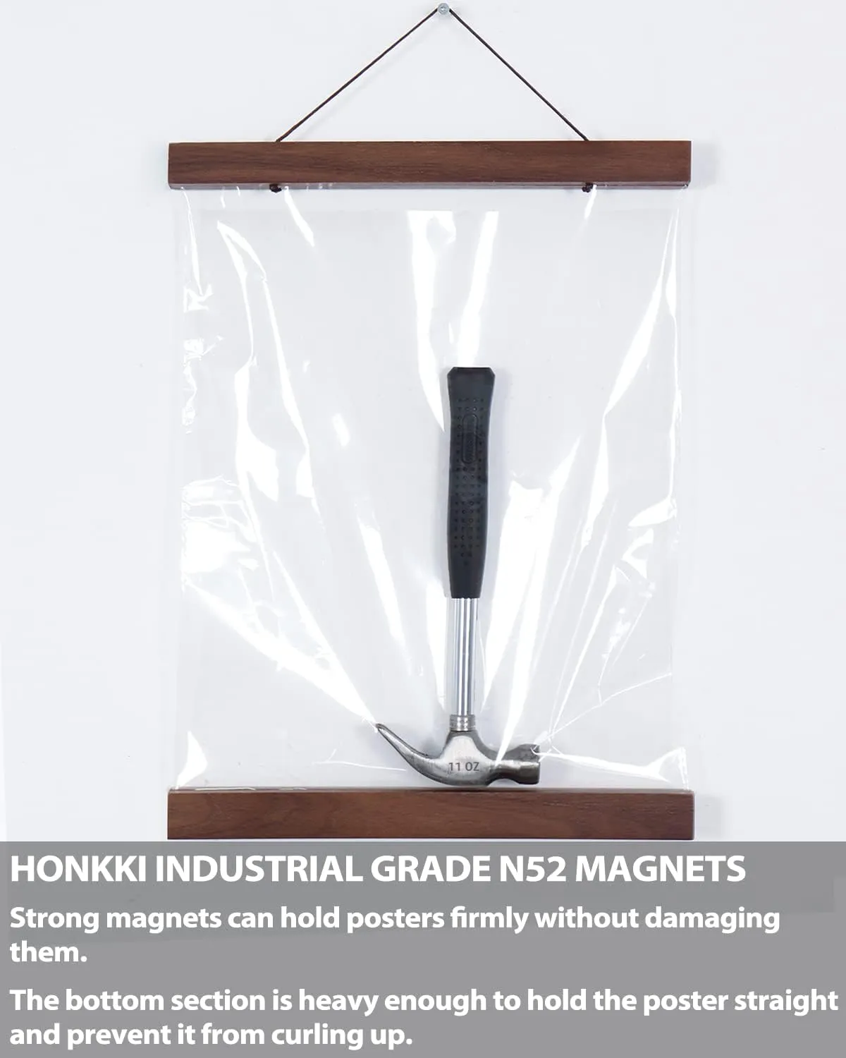 2 Pack Magnetic Poster Hanger Frame 20 Inch Wide, Walnut, Strong Magnet, Premium Wood and Quick Assembly, Wall Hanging Wooden Frame for Posters, Scroll, Picture, Print, 20x28 20x30 20x24