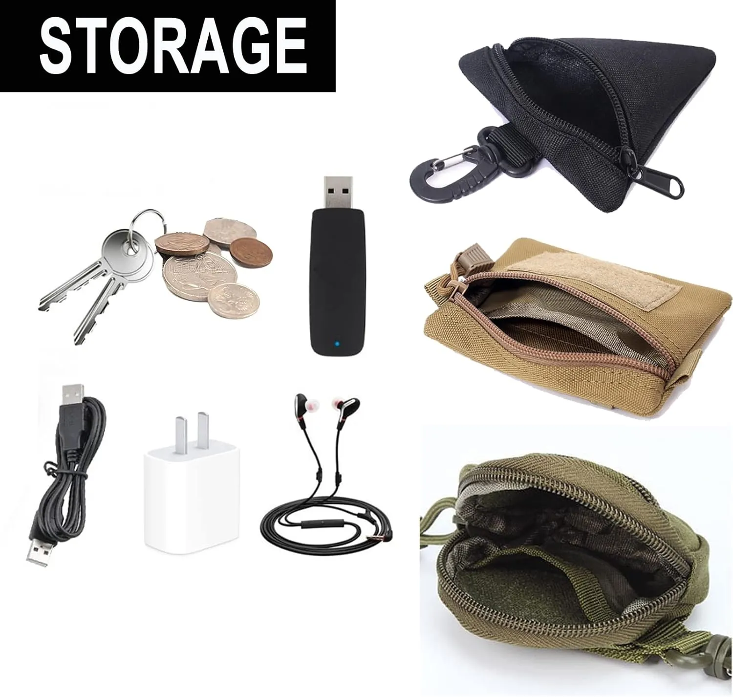 2 Packs Tactical EDC Pouches Compact Mini Military Molle Utility Pouch Accessories Organizer Bags Coin Purse Keychain Pockets Credit Card Holder for Waist Pack