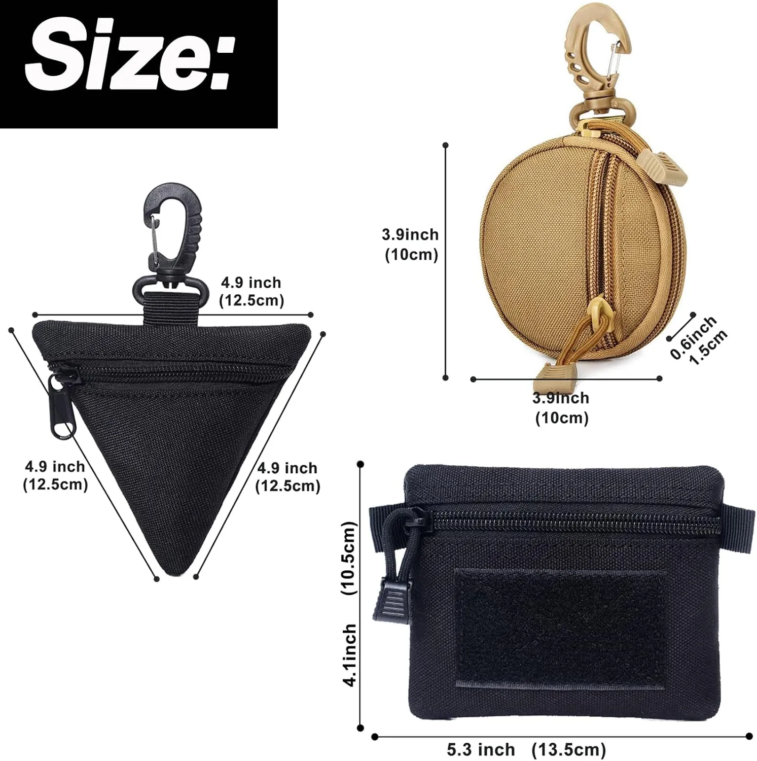 2 Packs Tactical EDC Pouches Compact Mini Military Molle Utility Pouch Accessories Organizer Bags Coin Purse Keychain Pockets Credit Card Holder for Waist Pack