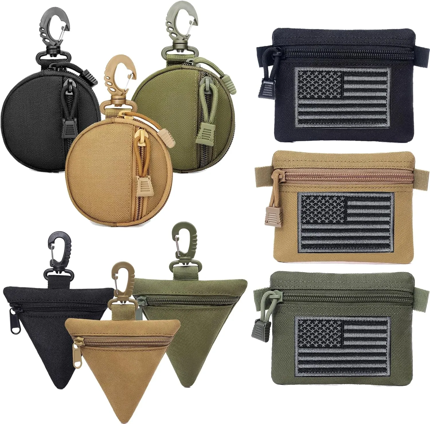 2 Packs Tactical EDC Pouches Compact Mini Military Molle Utility Pouch Accessories Organizer Bags Coin Purse Keychain Pockets Credit Card Holder for Waist Pack