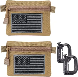 2 Packs Tactical EDC Pouches Compact Mini Military Molle Utility Pouch Accessories Organizer Bags Coin Purse Keychain Pockets Credit Card Holder for Waist Pack