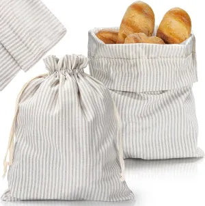 2 Pcs Bread Bags for Homemade Reusable Storage Bag with Plastic Lined 8.5x4.5x12 Inches Linen Bread Saver Container Bag Cotton Sourdough Homemade Bags(Retro Style)