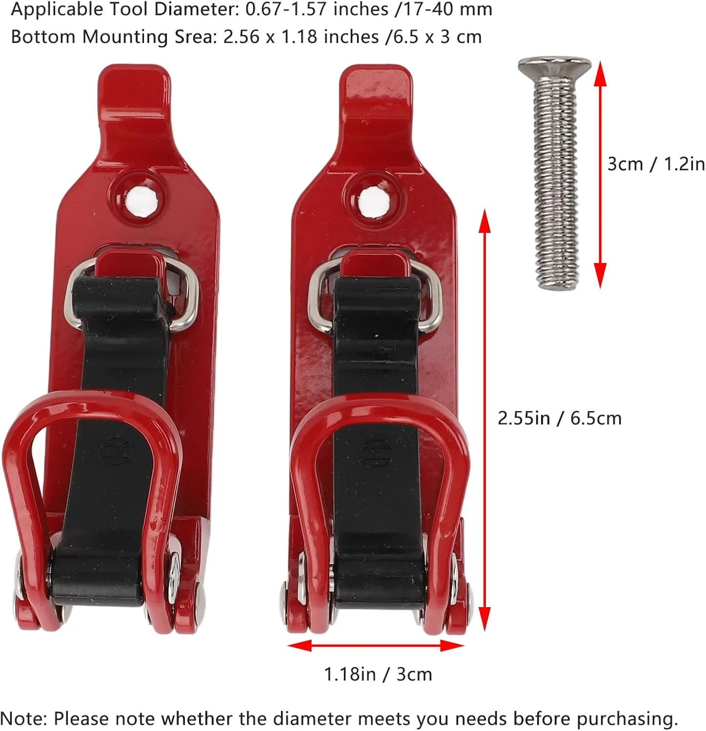 2 Pcs Shovel Mount for Roof Rack, Metal Rubber Clamps Wall Mounting Brackets Quick Release Axe Holder Mount Kit Car Accessories for Roof Rack Truck Boats (Red)