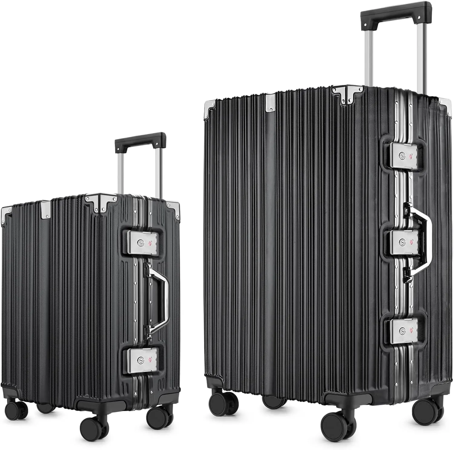2-Piece Zipperless Luggage Set | 20/28 Inch Airline Approved | TSA Lock, Scratch-Proof Hardshell & Silent Wheels | Lightweight Carry-On for Business Travel (BLACK)