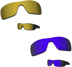 2 Sets Polarized Lenses Replacement for Oakley Batwolf 100% UV Protection-Copper Mirrored&Deep Blue Mirrored
