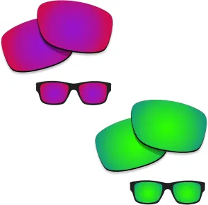 2 Sets Polarized Lenses Replacement for Oakley Jupiter Squared 100% UV Protection-Green Mirrored&Magenta Red Mirrored