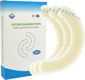 20pcs Ostomy Barrier Strips, Elastic Medical Hydrocolloid Adhesive Tapes, Ostomy Supplies Wafer Extenders for Colostomy Bags