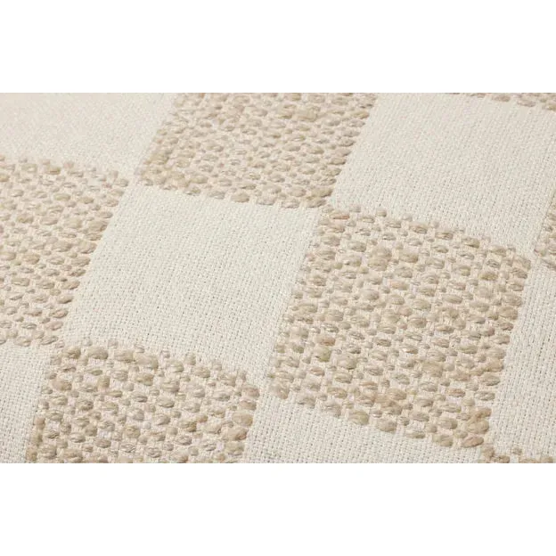 22" Beige Checkered Down Pillow