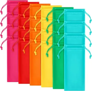 24 Pcs Sunglass Pouch Drawstring Microfiber Sunglasses Case Multicolor Soft Eyeglass Bag