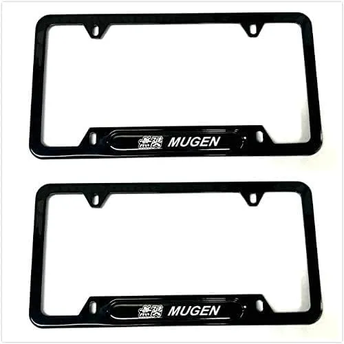 2PCS License Plate Frame Cover Holder, Mugen Forhonda, Black Stainless Steel Made, sad23