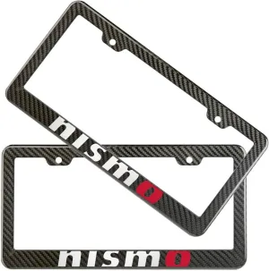 2pcs Set Nismo Nissan License Plate Frame Carbon Fiber Look Style Plastic