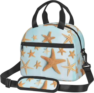 3d Beautiful Maritime Summer Print Lunch Bag For Women,Insulated Lunch Tote With Adjustable Shoulder Belt For Adult Travel Picnic