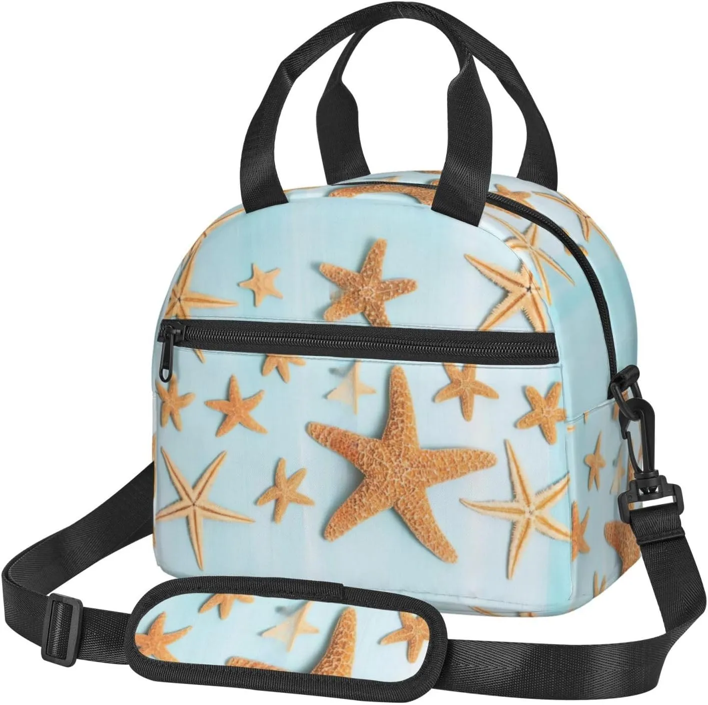 3d Beautiful Maritime Summer Print Lunch Bag For Women,Insulated Lunch Tote With Adjustable Shoulder Belt For Adult Travel Picnic