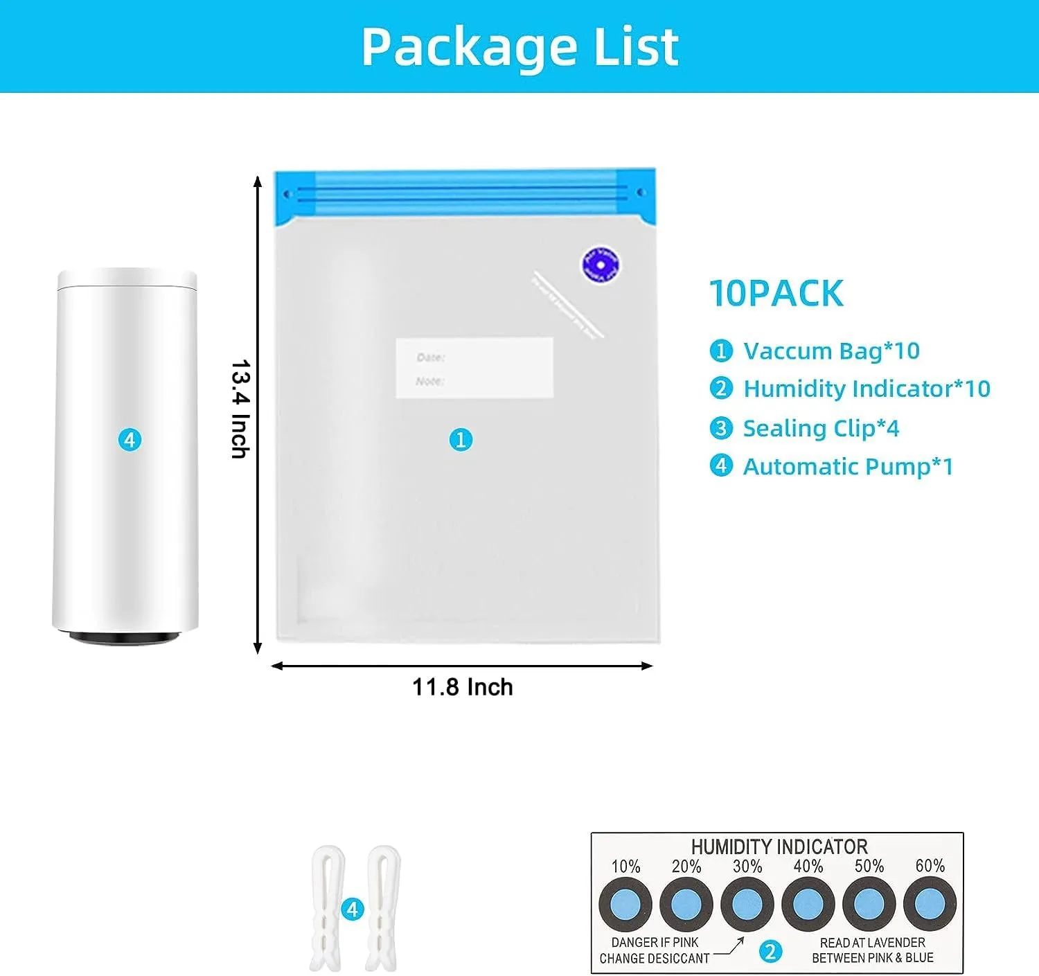 3D Printing Filament Storage Bags Vacuum Kit,10Pcs Filament Vacuum Bags with Automatic Pump/Clips, Filament Bags Storage Spool Sealing for Keeping Filament Dry