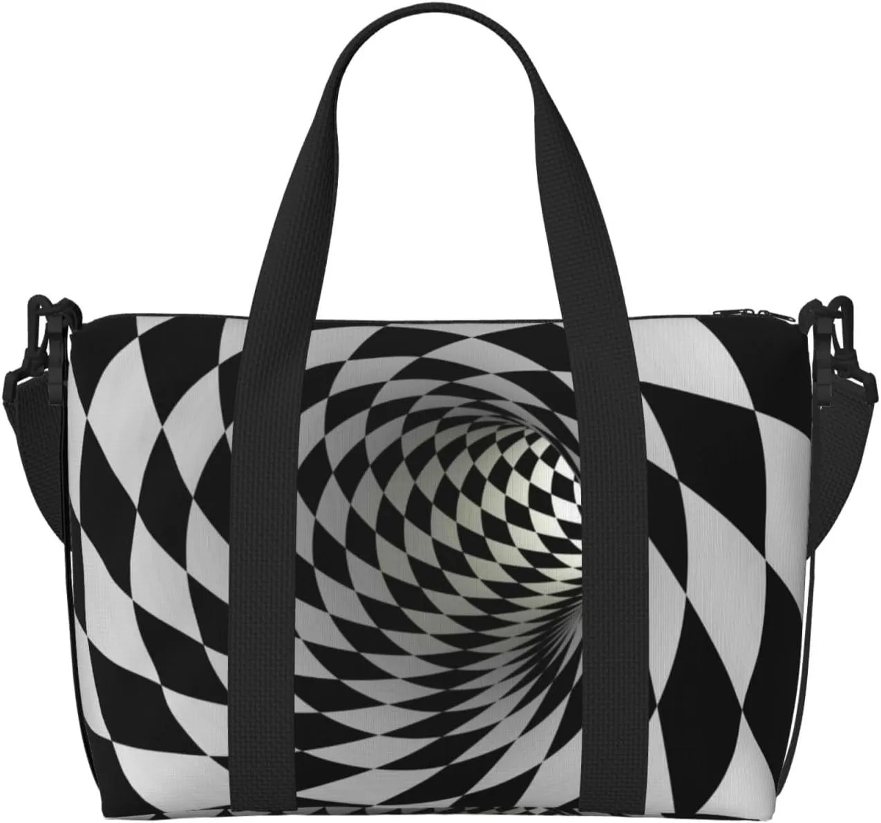 3D Vortex Illusion Travel Bag Weekender Bags for Women Men Carry on Overnight Bag Tote Bag Yoga Gym Bag With Adjustable Straps for Gym, Work, Personal Items