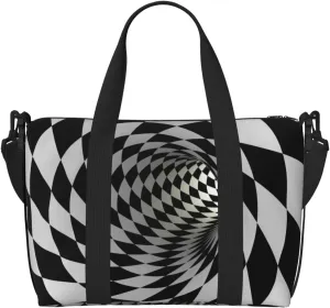 3D Vortex Illusion Travel Bag Weekender Bags for Women Men Carry on Overnight Bag Tote Bag Yoga Gym Bag With Adjustable Straps for Gym, Work, Personal Items