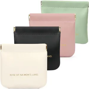 4 PCS Small Makeup Bag for Purse, Coin Purse Portable Pouches for Purse Self-Closing Small Cosmetic Bag Mini Bag Purse Lipstick Cosmetic Accessories Organizer (4 Colors)