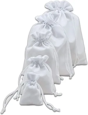 48-Pack X-Large Heavyweight Velvet Bags with Cord Drawstring (6x8, White) for Tarot Dice Jewelry Crystals Pouches by TheDisplayGuys