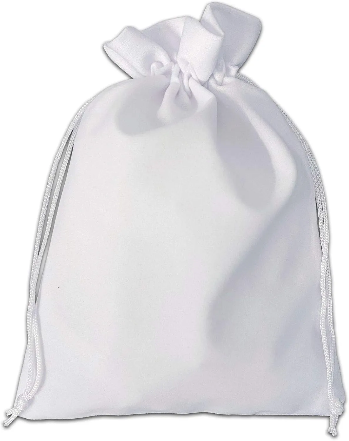 48-Pack X-Large Heavyweight Velvet Bags with Cord Drawstring (6x8, White) for Tarot Dice Jewelry Crystals Pouches by TheDisplayGuys