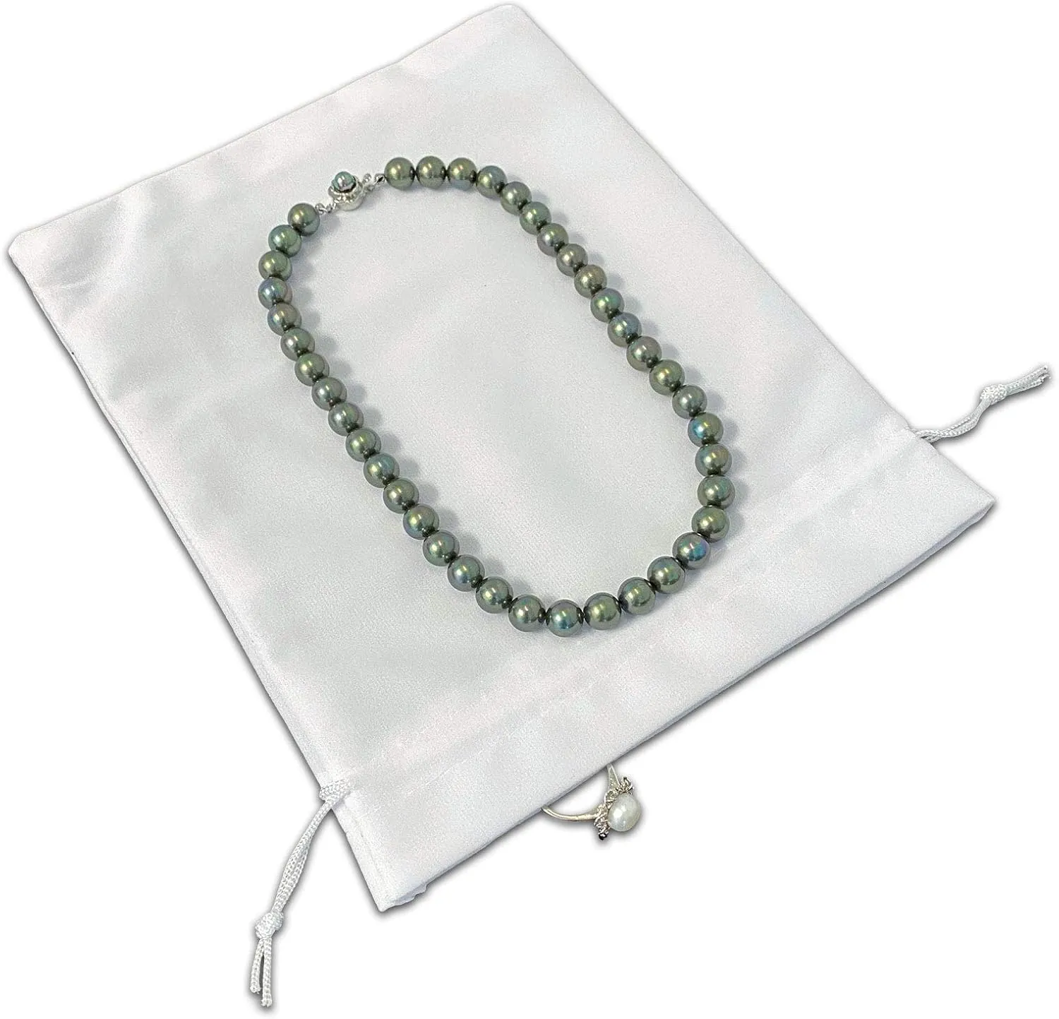 48-Pack X-Large Heavyweight Velvet Bags with Cord Drawstring (6x8, White) for Tarot Dice Jewelry Crystals Pouches by TheDisplayGuys