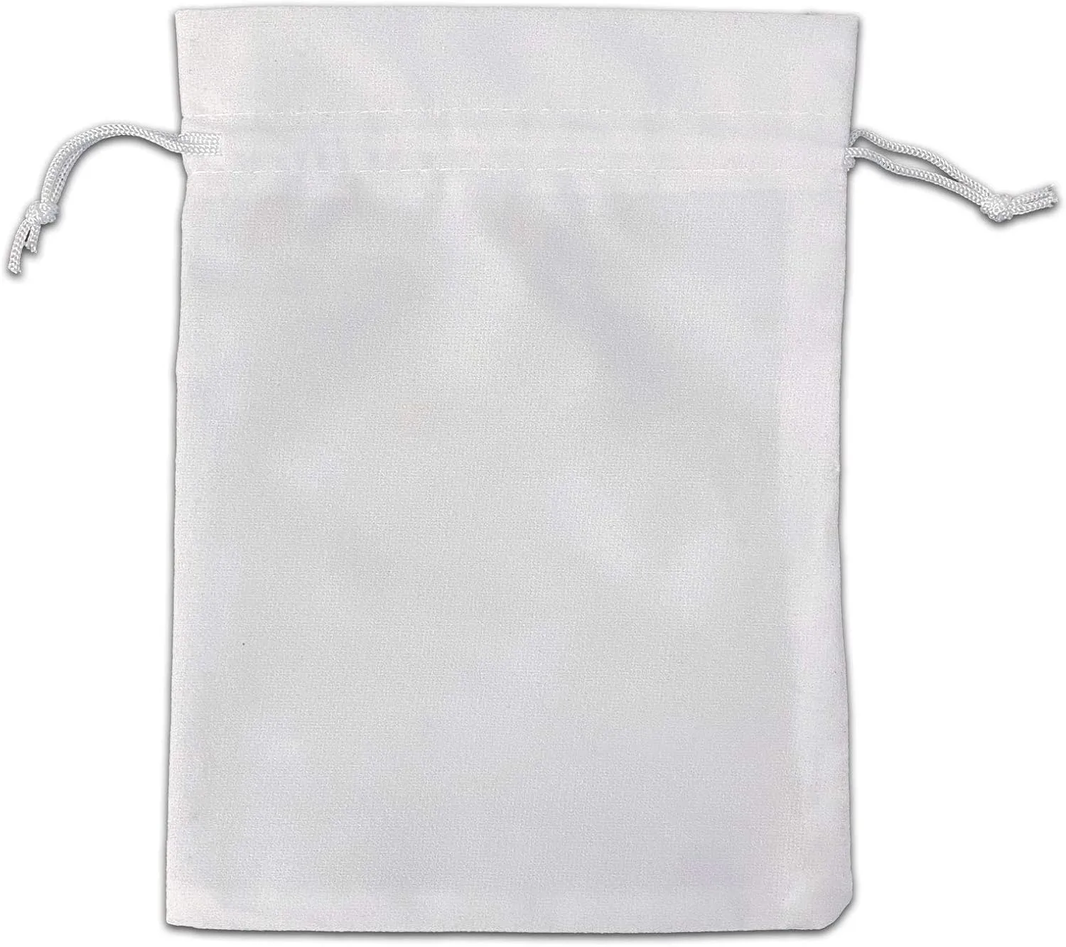 48-Pack X-Large Heavyweight Velvet Bags with Cord Drawstring (6x8, White) for Tarot Dice Jewelry Crystals Pouches by TheDisplayGuys